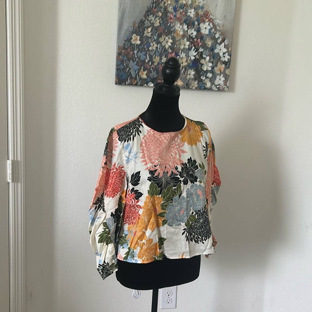 Zara Basic Collection Flower Top - image 1
